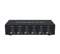 NONDK Mezclador Divisor de Audio Auxiliar de 3,5 mm, 4 Entradas y 2 Salidas, Estéreo de Alta Fidelidad con Ajuste Volumen del Amplificador Operacional, Sin Conmutación, Enchufe Europeo.