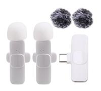 NONDK Micrófono de Solapa Inalámbrico, Portátil, para Grabación de Audio y Video, Mini Micrófono para PC con Android, Cámara, Teléfono para Juegos en