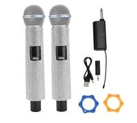 NONDK Micrófono Dinámico de Mano Inalámbrico, Micrófono de Karaoke con Receptor Recargable para Bodas, Discursos, Iglesia, Club, 2 Micrófonos