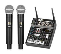 NONDK MicróFono InaláMbrico de 4 Canales con Mezclador de Audio MicróFono Bluetooth para TV Computadora Fiesta en Casa DJ Show Boda