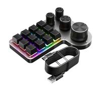 NONDK Mini Teclado Personalizado 12 Teclas 4 Perillas RGB BT Teclado Mecánico Programación Hotswap Teclado Macro para Juegos Negro