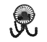 NONDK Mini Ventilador Silencioso, Portátil, Recargable por USB, Negro, 3 Velocidades, Ajustable, con Función de Iluminación, para Asiento de Coche, Cochecito