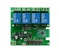 NONDK Módulo de Interruptor Inteligente de 4 Canales, Relés de 7-32 V y 10 A, Control Remoto Inalámbrico por WIFI, Autobloqueo y Temporización, Controlador de la Aplicación