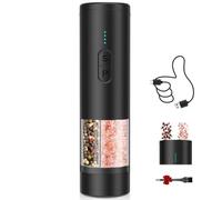 NONDK Molinillo de Sal y Pimienta Eléctrico 2 en 1, Recargable por USB, Automático, con Luz LED.