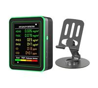 NONDK Monitor de Calidad del Aire Interior WiFi 6 en 1, Medidor de HCHO, TVOC, CO2, PM10 y PM2.5, Detector de Gases, Color Negro Inteligente.