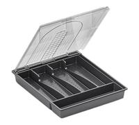 NONDK Organizador con Tapa, Caja de Almacenamiento de Cubiertos y Cubiertos de Plástico, Bandeja de Utensilios Cubierta con Compartimentos para Cajón de Cocina A