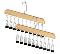 NONDK Organizador de Armario de 2 Piezas con 10 Clips: Ahorra Espacio, Multiusos, Diseño de Madera Duradero, Ideal para Espacios Pequeños B