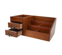 NONDK Organizador de Escritorio de Madera Estilo Retro, Armario de Almacenamiento de Madera de Varios Niveles, Caja de Almacenamiento de Escritorio para Joyas