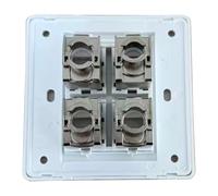 NONDK Panel de Pared Ethernet Blindado con 4 Conectores CAT6A RJ45, 86 X 86 Mm, para Instalación en Red.