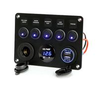 NONDK Panel Interruptores para, Panel Interruptores para Automóvil, Voltímetro Digital A Prueba Agua, Puerto USB Doble, Combinación Luces LED Marinas, Balancín