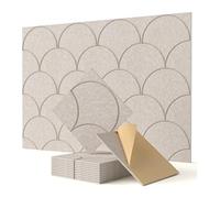 NONDK Paneles Acústicos de Pared de Alta Densidad para Puertas y Techos, Paquete de 12, 30 X 30 Cm, Autoadhesivos, Insonorizados, para Casa y Oficina, Color Beige.