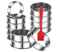 NONDK Paquete 12 Anillos para Muffins Ingleses,Anillos para Bollos 3,15 Pulgadas,Anillos para Tarta Doble Laminado de Acero Inoxidable, Moldes para Anillos de PasteleríA para Cocinar