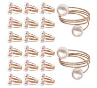 NONDK Paquete 20 Anillos para Servilletas Rosa, Juego Anillos para Servilletas Perlas, Mesa con Soporte para Servilletas con Resorte Metal, Hebillas para Anillos para Servilletas