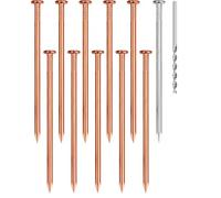 NONDK Paquete de 10 Clavos de Cobre para Eliminar Tocones de Árboles, Clavos de Cobre de 4 Pulgadas para Eliminar Tocones de Árboles con Clavo de Acero y Taladro.