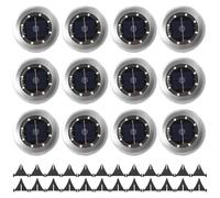 NONDK Paquete de 12 Luces Solares para Jardín Al Aire Libre, 8 Luces LED de Disco Solares para Exteriores IP65, Impermeables para Jardín, Camino, Césped, Patio