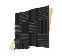 NONDK Paquete de 12 Paneles de Espuma Insonorizados con Autoadhesivo, Paneles de Pared Acústicos Insonorizados de 1 X 12 X 12 Pulgadas para Juegos y Estudios, Color Negro