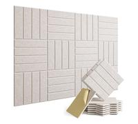 NONDK Paquete de 12 Paneles de Espuma Insonorizantes para, Paneles Acústicos Autoadhesivos para Puertas, Techos y Oficinas en Casa, Color Camello