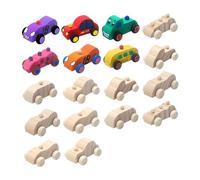 NONDK Paquete de 18 Juguetes de Madera para Coches DIY,Coches de Madera Sin Terminar para Pintar,Coches Artesanales de Madera para Actividades en Hogar,Proyectos Artesanales Familiares