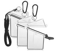 NONDK Paquete de 3 Estuches Impermeables para Tarjetas de IdentificacióN con CordóN, Cordones Transparentes Impermeables para Tarjetas de IdentificacióN y Llaves