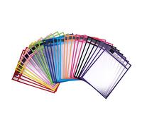 NONDK Paquete de 30 Bolsillos de Borrado en Seco Bolsa de Archivo de Borrado en Seco Cosida Transparente de PVC Bolsa de Borrado en Seco Reutilizable