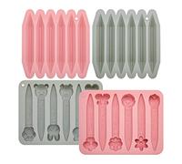 NONDK Paquete de 4 Cavidades de Molde de CrayóN Surtido, Molde de Silicona de CrayóN 3D, Molde de CrayóN Triangular, Molde de Silicona para Hacer Chocolate