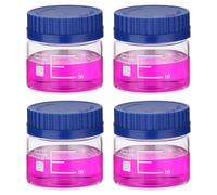 NONDK Paquete de 4 de Almacenamiento de Medios Reactivos, Redondas Graduadas de Boca de Vidrio de Borosilicato de 150 Ml con Tapón de Rosca GL32