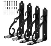 NONDK Paquete de 4 Soportes Decorativos para Estantes, Soportes Negros de 5 Pulgadas con Tornillos, Soporte Metálico Resistente en Forma de L para Montaje en Pared.