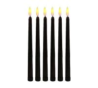 NONDK Paquete de 6 Velas de CumpleañOs LED Negras, Velas de Halloween LED Amarillas Sin Llama Parpadeantes con Pilas