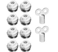 NONDK Paquete de 8 Válvulas de Purga de Radiador de 1/2 Pulgadas con 2 Llaves de Purga, Válvula de Purga de Calefacción, Válvula de Salida de Metal