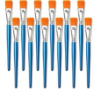 NONDK Pinceles Planos para Pintura Acrílica, 12 Piezas de Pinceles Sintéticos Grandes A Granel con de Madera para Acrílico, Manualidades