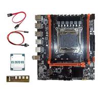 NONDK Placa Base de Escritorio X99H + CPU E5 2673 V3 B85 LGA2011-3 4X Ranuras de RAM DDR4 REG ECC M.2 PCIE SATA3.0 Placa Base para Juegos X99