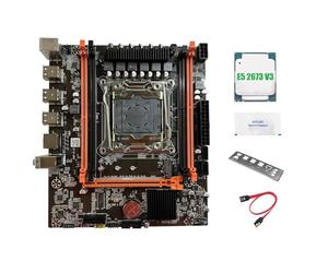 NONDK Placa Base X99E + CPU E5 2673 V3 + Soporte de Grasa Térmica 4 RAM DDR4 RECC Tarjeta LAN Gigabit PCIEX16 NVMe Placa Base de Escritorio