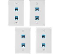NONDK Placa de Pared Ethernet de 2 Puertos de 4 Piezas, Placas Frontales de Acoplador en LíNea RJ45 Cat6 Hembra una Conector Hembra