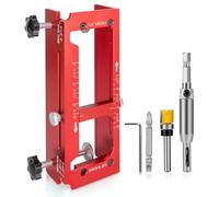 NONDK Plantilla para Bisagras Puerta de Aleación de Aluminio, Plantilla para Fresar Bisagras Puerta con Escala, Compatible con Longitudes y Espesores de 2,5 A 5", Radios de 1/4" y 5/8"