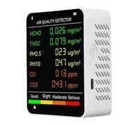 NONDK Probador de Calidad del Aire Multifuncional 6 en 1 con Pantalla LCD para el Hogar, Interior y Oficina, Probador de Calidad del Aire Montado en la Pared