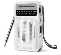 NONDK Radio de Bolsillo Am FM, Radio de Transistores con Altavoz y Conector para Auriculares, Radio Portátil para Uso en Interiores y Exteriores, Color Plateado.