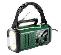 NONDK Radio Meteorológica de Emergencia FM/Am/de 20000 MAh, Radio de Manivela, Linterna, Energía Solar para Acampar Al Aire Libre, Color Verde.