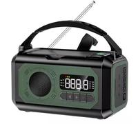 NONDK Radio Meteorológica Solar con Manivela de 12000 MAh Am/FM/NOAA, Alarma SOS de Emergencia, Lámpara de Lectura para Acampar Al Aire Libre, Color Verde Oscuro.