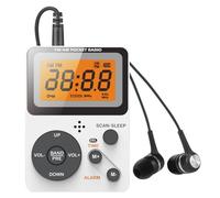 NONDK Radio Portátil Am FM de Bolsillo con Pantalla LCD, Conector para Auriculares Estéreo, Temporizador de Apagado Automático, Despertador para Viajes Al Aire Libre y Acampadas. A