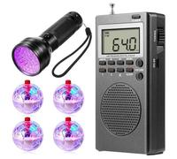 NONDK Radios Portátiles Multimedia Práctico Batería | Función de radio multimedia y uso cómodo; incluye 1 radio, 4 bolas para mascotas y 1 linterna.