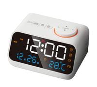 NONDK Reloj Despertador LED con Radio FM para Despertar Junto una la Cama. Calendario de Mesa Digital con TermóMetro de Temperatura HigróMetro de Humedad(A)