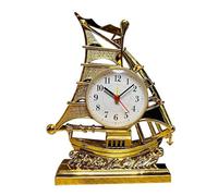 NONDK Reloj Despertador Mesa de Velero Modelo Retro Vintage Adorno Relojes de Escritorio NáUticos Figura de Mesita de Noche Silenciosa,