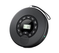 NONDK Reproductor de CD Bluetooth de 1500 MAh con Transmisor FM, Auriculares, Entrada AUX, USB, Antisaltos, Disco Compacto Portátil para Coche.