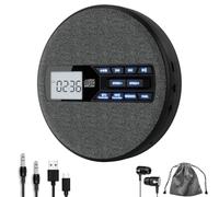 NONDK Reproductor de CD Portátil, Recargable, con Altavoces Duales y Función Antisaltos, CD, Bluetooth Dual, Transmisión FM, USB, AUX.
