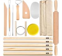NONDK Rodillo de Madera para Cerámica, Mantel de Cerámica, Guía Didáctica para Amasar Barro, para la Elaboración Manual de Cerámica.