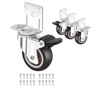 NONDK Ruedas de Montaje Lateral, Juego de 4 Ruedas con Freno, Ruedas Pequeñas con Placa en Forma de L para Muebles, Ruedas para Gabinetes, 1 Pulgada (Forma de L)