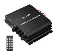 NONDK S-299 Mini Amplificador de Potencia de Audio EstéReo 4.1 BT Amplificador de Audio Remoto PortáTil para AutomóVil y Hogar de Doble Uso 4X40W Enchufe de la UE
