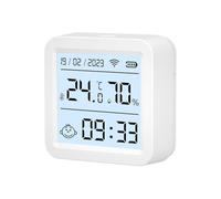 NONDK Sensor de Temperatura y Humedad WiFi Tuya Alimentado por USB con Pantalla Retroiluminada, Termostato de Aire Inteligente App Life