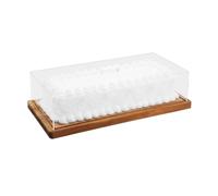 NONDK Soporte de Madera para Tartas y Tapa de Acrílico, Juego de Mesa para Charcutería, Tabla de Postre de Madera con Tapa, Bandeja Rectangular Abatible.