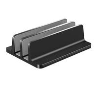 NONDK Soporte Vertical para Portátil, Ajustable, Aluminio, con 2 Ranuras para Escritorio hasta 17,3 Pulgadas. Compatible con Tipo Portátiles, Tabletas y Libros, Color Negro.